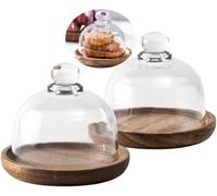 Mini plateau à gâteau en bois avec couvercle en verre Vendos85