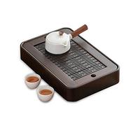 Mini Plateau à Thé Chinois en Bois, Plateau de Service à Thé Élégant avec Réservoir d'Eau Antidérapant, Accessoire pour Cérémonie du Thé Gongfu, Plateau en Bambou pour Amateurs de Thé Traditionnel