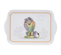 Mini Plateau avec des Animaux - Motif Lion Assis majestueusement dans sa Savane- mélamine de qualité - Taille Mini 14 * 21 CM