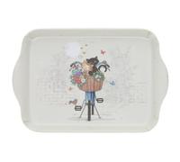 Mini Plateau Chats - Motif Chats Amoureux en Promenade à vélo - mélamine de qualité - Taille Mini 14 * 21 CM
