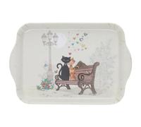 Mini Plateau Chats - Motif Chats Amoureux sur Un Banc Public - mélamine de qualité - Taille Mini 14 * 21 CM