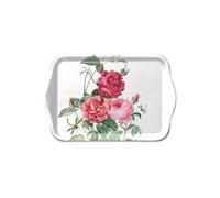 Ambiente Tablett Tray Serviertablett 13x21 cm Dekotablett Amber Rosen Blumenmotiv Melamintablett