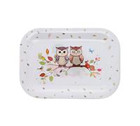 Mini Plateau Plantes et Animaux - Motif Couple de hiboux sur Une Branche - mélamine de qualité - Taille Mini 14 * 21 CM