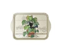 KIUB Mini Plateau avec un chat - Motif chat Monstera caché dans une plante- mélamine de qualité - Taille Mini 14*21CM
