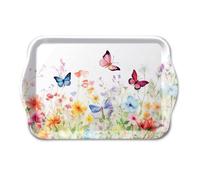 Mini plateau rectangulaire en mélamine Fleurs et papillons