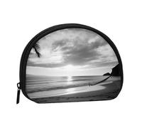 Mini pochette à monnaie avec motifs papillons et fleurs pour femmes, filles et enfants, Plage noire et blanche., Taille unique, Pochette à monnaie