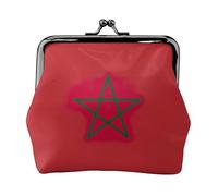 Mini pochette à monnaie en cuir synthétique avec motif drapeau du Maroc pour voyage, shopping et sortie quotidienne