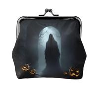 Mini pochette à monnaie en similicuir avec imprimé fantôme d'halloween pour voyage, shopping et sortie quotidienne