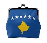 Mini pochette à monnaie en similicuir avec motif drapeau du Kosovo pour voyage, shopping et sortie quotidienne