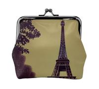 Mini pochette à monnaie en similicuir imprimé Tour Eiffel Paris Baiser pour voyage, shopping et sortie quotidienne