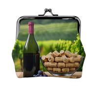 Mini pochette en cuir PU avec bouchon en liège imprimé raisin pour rouge à lèvres et changement de clés