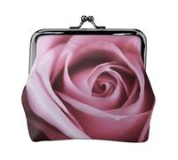 Mini pochette en cuir PU avec imprimé rose gros plan pour femmes filles enfants, Noir , Taille unique, Pochette à monnaie