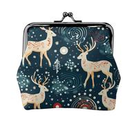 Mini pochette en cuir PU avec motif sapin de Noël et cerf imprimé élan pour ranger le rouge à lèvres et les clés