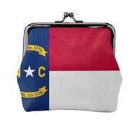Mini pochette en cuir synthétique avec drapeau de l'État de la Caroline du Nord imprimé Kiss Lock pour voyage, shopping et sortie quotidienne