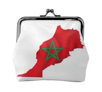 Mini pochette en cuir synthétique avec motif carte du drapeau du Maroc pour voyage, shopping et sortie quotidienne