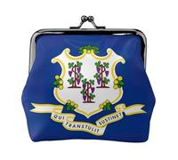 Mini pochette en cuir synthétique imprimé drapeau de l'État du Connecticut pour voyage, shopping et sortie quotidienne