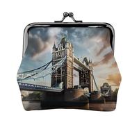 Mini pochette en cuir synthétique imprimé Pont de Londres historique avec verrou pour pièces de monnaie pour voyage, shopping et sorties quotidiennes