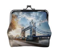 Mini pochette en cuir synthétique imprimé Pont de Londres historique avec verrou pour pièces de monnaie pour voyage, shopping et sorties quotidiennes