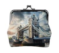 Mini pochette en cuir synthétique imprimé Pont de Londres historique avec verrou pour pièces de monnaie pour voyage, shopping et sorties quotidiennes