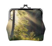 Mini pochette en cuir synthétique imprimé soleil matinal dans la nature sauvage pour femmes, filles et enfants, Noir , Taille unique, Pochette à monnaie