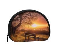 Mini pochette portefeuille avec imprimé Merry Christmas pour femmes, filles et enfants, Lonely Bench Sunset, Taille unique, Pochette à monnaie