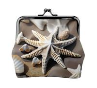 Mini pochette portefeuille en cuir PU avec imprimé coquillages et étoiles de mer pour ranger vos clés ou votre rouge à lèvres