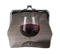 Mini pochette portefeuille en cuir PU imprimé bouteille de vin verre microfibre Kiss Lock Mini pochette pour rouge à lèvres changement de clés organisation