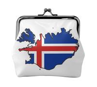 Mini pochette portefeuille en cuir synthétique avec imprimé carte du drapeau de l'Islande pour ranger le rouge à lèvres et les clés