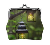 Mini pochette portefeuille en cuir synthétique avec imprimé lucioles et lanternes pour ranger vos clés ou votre rouge à lèvres