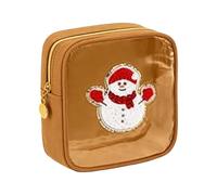 Mini pochettes de Noël, trousse de maquillage de Noël, mini sacs à bonbons de Noël avec fermeture éclair pour fournitures de fête de Noël, sac à friandises, sac cosmétique pour femme, marron, Cordon