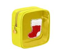 Mini pochettes de Noël, trousse de maquillage de Noël, mini sacs à bonbons de Noël avec fermeture éclair pour fournitures de fête de Noël, sac à friandises, sac cosmétique pour femme, jaune, Cordon en