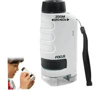 Mini Pocket Microscope pour Les Enfants, Miniscope Portable de grossissement 60x-120X avec des lumières LED, kit de Microscope