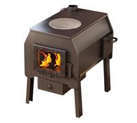 Mini Poele a Bois Exterieur Four Inclus Construction en Acier Au Manganèse Poêle a Bois Compact Tiroir à Poussière Inclus Aérations Réglables Convient pour Chauffer et Cuire(B)