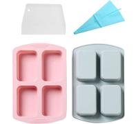 Mini Poêle à Brownie En Silicone - Moule Carré En 2 Parties Avec 4 Creux Et Un Revêtement Antiadhésif, Parfait Pour Les Mini Brownies, Le Pain De Maïs, Les Muffins Et Les Gâteaux, Sans BPA Et Lavable