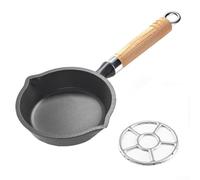 Mini poêle à frire en fonte antiadhésive avec poignée en bois pour la cuisson des œufs, le petit déjeuner, la cuisine, la cuisine, la cuisine, la présentation culinaire, distribution d'huile, sauce