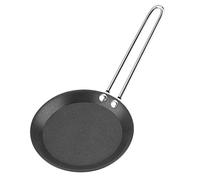 Mini poêle à frire, ronde de 12 cm pour œufs pochés - Poêle à œufs pochés - Petit wok de cuisine - Noir (poignée en acier)