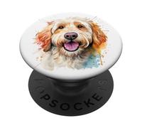 Mini poignée de téléphone Goldendoodle Motif Visage de Chien coloré PopSockets PopGrip Adhésif