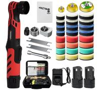 Mini polisseuse sans fil 12 V, batterie de voiture, 6 vitesses, excentrique de 5 mm et 12 mm, 2500-6000 tr/min, polisseuse rotative et excentrique, 2 batteries de 2,3 Ah, pour l'entretien de la