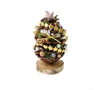 Mini pomme de pin décorative festive faite à la main avec pommes de pin naturelles et accents élégants, parfaite pour créer une atmosphère joyeuse à la maison ou au bureau (B)