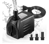 Mini pompe à eau (1800 l/h, 25 W) - Pompe de bassin/pompe de puits/pompe d'aquarium - Hauteur de pulvérisation maximale : 2 m - Ventouses en bas - Câble fiche de 1,8 m avec 3 buses - Silencieux