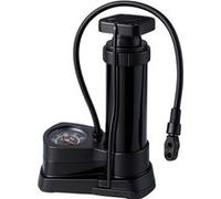 Mini Pompe à Pédale Manuelle 24?cm en Aluminium avec Manomètre Intégré Noir