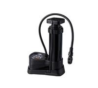 Mini Pompe à Pédale Manuelle 24?cm en Aluminium avec Manomètre Intégré Noir