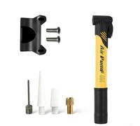 Mini pompe à vélo avec poussée manuelle pour PV et valves SV, matériau en acier, avec support d'installation pour montage sur porte-bidon, convient pour vélos et ballons (jaune)