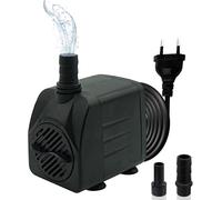 Mini pompes à eau (800 l/h, 16 W), ultra silencieuse, avec hub haut, pompe de fontaine avec câble d'alimentation de 1,5 m, 2 buses pour aquarium, bassin, fontaine, statues