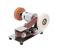 Mini Ponceuse à Bande 150W Petite Meuleuse d'établi à 7 vitesses Angle de réglage 1-45°, livrée avec 20 pièces Bandes Abrasives, Roue en Tissu, Disque Abrasif
