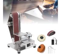 Mini ponceuse à bande, 7 vitesses, ponceuse à bande électrique avec 10 bandes abrasives et une roue de polissage for le polissage et le lustrage du métal et du bois