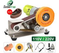 Mini ponceuse à bande électrique multifonctionnelle, affû70.de bords de coupe bricolage, polisseuse à vitesse réglable, ceinture 110V, 220V, 10 pièces Set 3