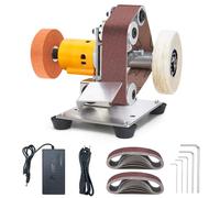 Mini Ponceuse à Bande, Ponceuse Stationnaire, Vitesse Réglable à 7 Vitesses Avec Bande Abrasive, Meules Et Meules De Polissage Pour Le Métal, Le Bois, Bricolage, Outils Et Affûtage