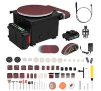 Mini ponceuse à disque HUIOP - Meuleuse et polisseuse électrique miniature à trois utilisations avec batterie au lithium 6000WA, meuleuse à disque de sable de 6 pouces + ponceuse à bande + ponceuse à