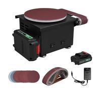 Mini ponceuse à disque HUIOP Mini meuleuse et meuleuse électrique miniature à double usage avec batterie au lithium 6000WA, meuleuse à disque de sable de 6 pouces + ponceuse à bande, avec 1